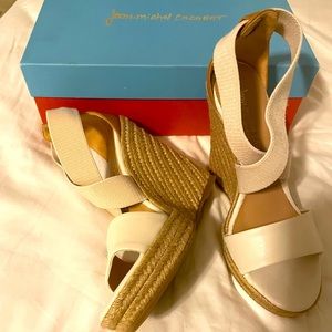 Jean Michel Cazabat womens wedge espadrilles ivory Nappa size 37.5 new in box